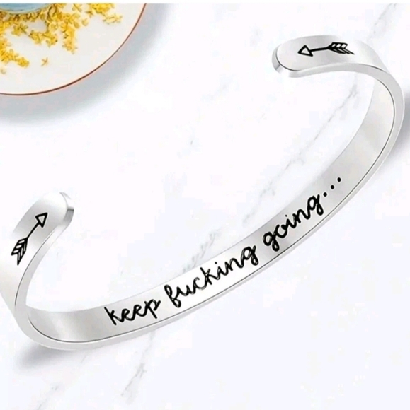 Inspirational Silver Cuff Bracelet - Picture 2 of 6